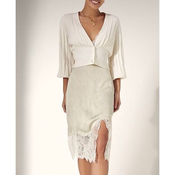 Aritzia Wilfred Sonnet ditsy Floral Lace Skirt size 2 Green - Picture 2 of 14